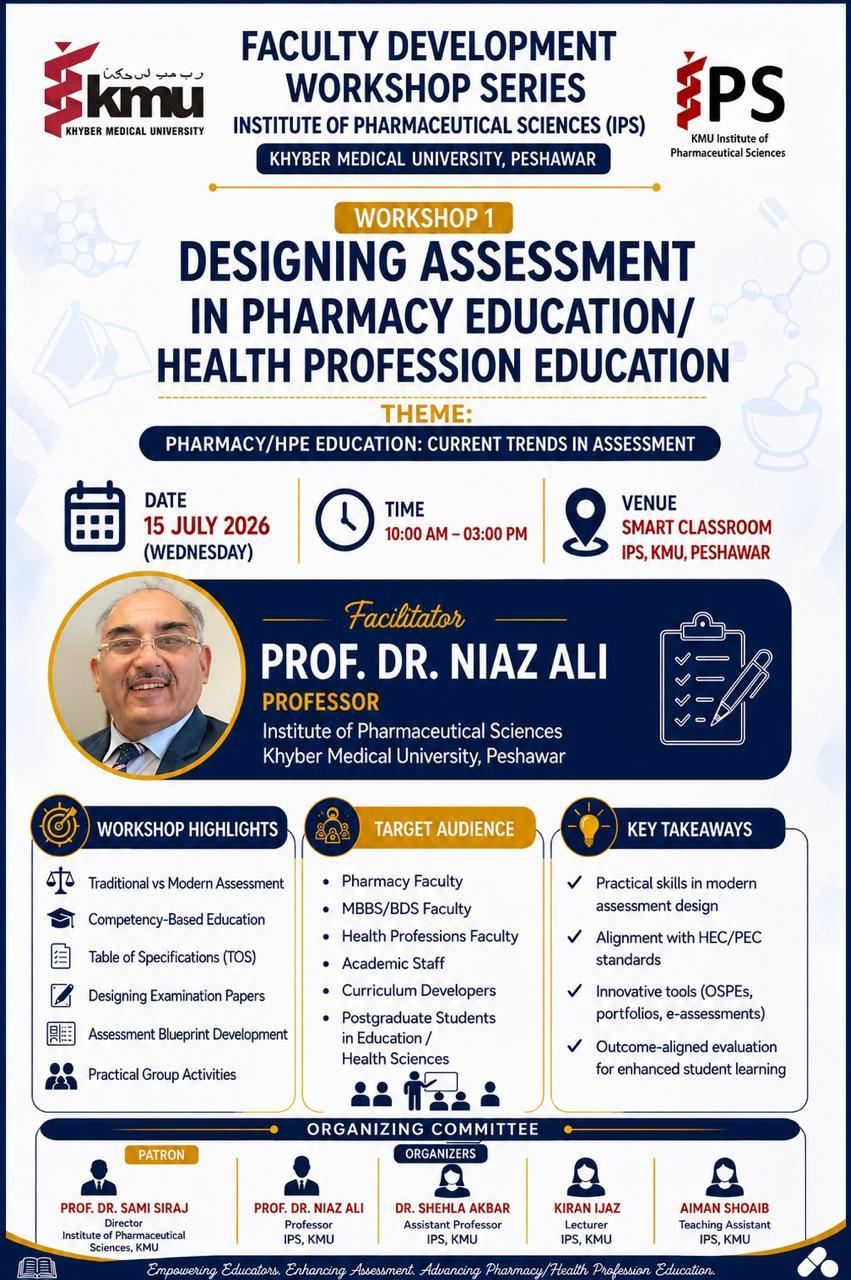 Faculty Development Workshop Series – Workshop 1: "Designing Assessment in Pharmacy Education/Health Profession Education"